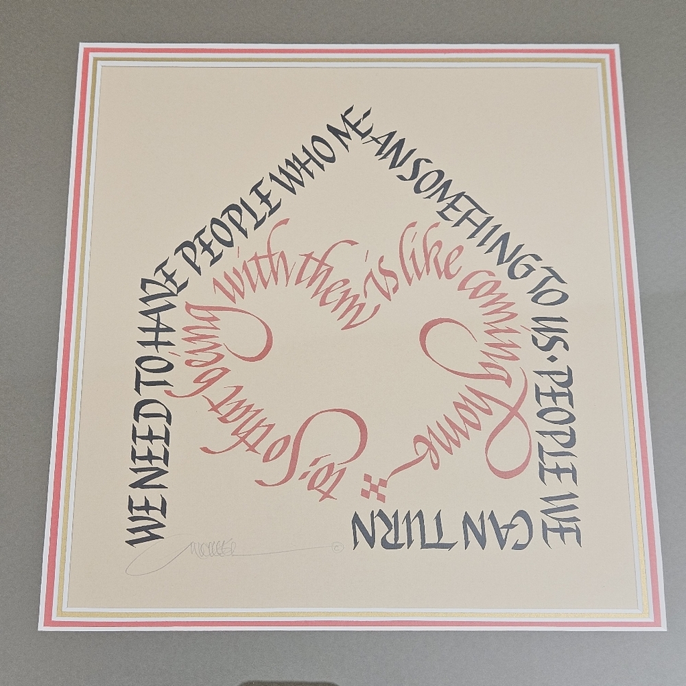 Vintage Gold FRAMED MICHAEL PODESTA Signed Calligraphy Art Quote Hand Lettered - Picture 11 of 11